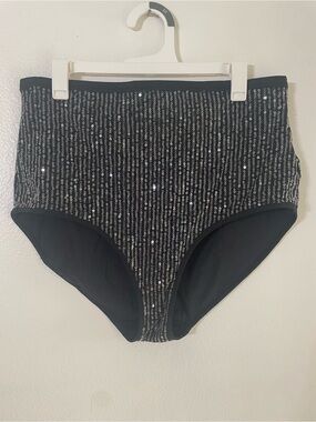 Wild Fable Black Sequin High Waste Bikini Bottoms Size L NWT